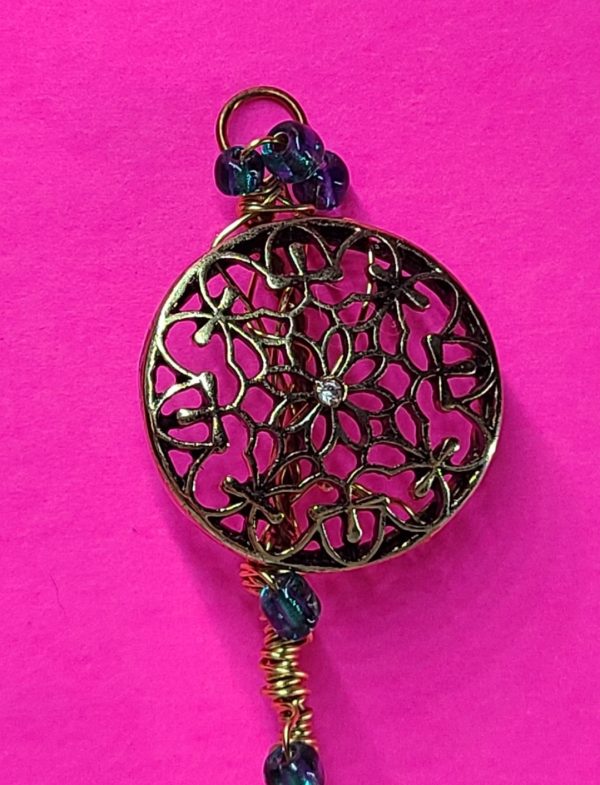 Mandala Handmade Bubble Wand Wire Wrapped Pendant - Image 2