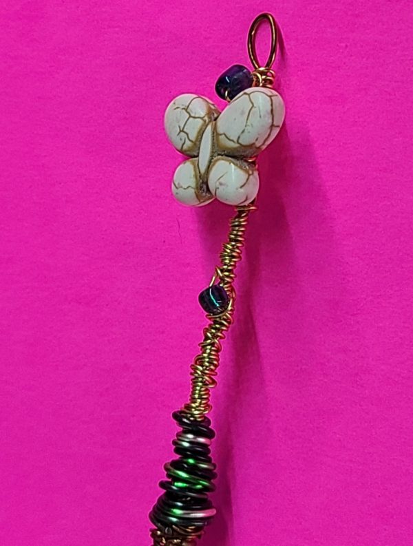 Butterfly Handmade Bubble Wand Wire Wrapped Pendant - Image 2