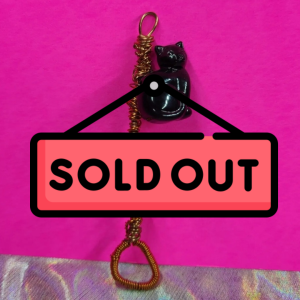 Lucky Black Cat Handmade Bubble Wand Wire Wrapped Pendant