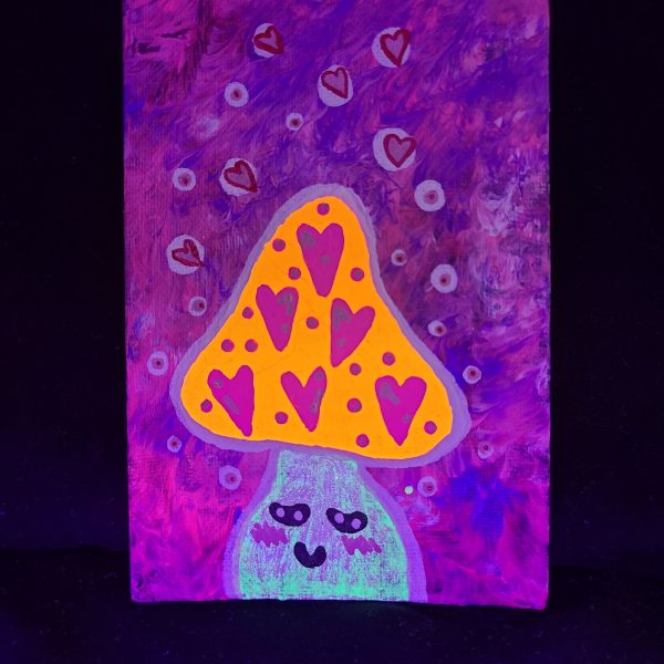 Lovely Glow Shroom 4x6 painting on canvas - Image 2