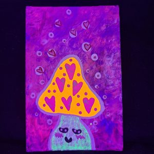 Lovely Glow Shroom 4x6 painting on canvas