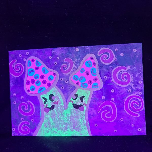 Grape Soda Glow Shroom 4x6 painting on canvas - Image 3