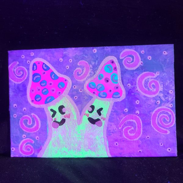 Grape Soda Glow Shroom 4x6 painting on canvas - Image 2