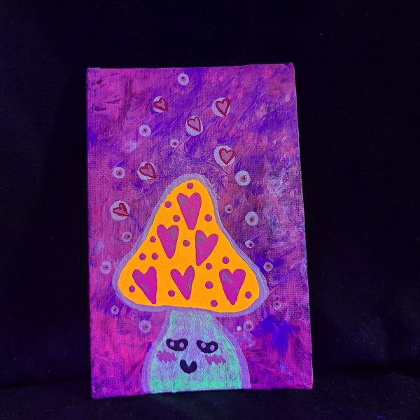Lovely Glow Shroom 4x6 painting on canvas - Image 3