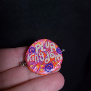 Funky PLUR Kingdom bottle cap pin