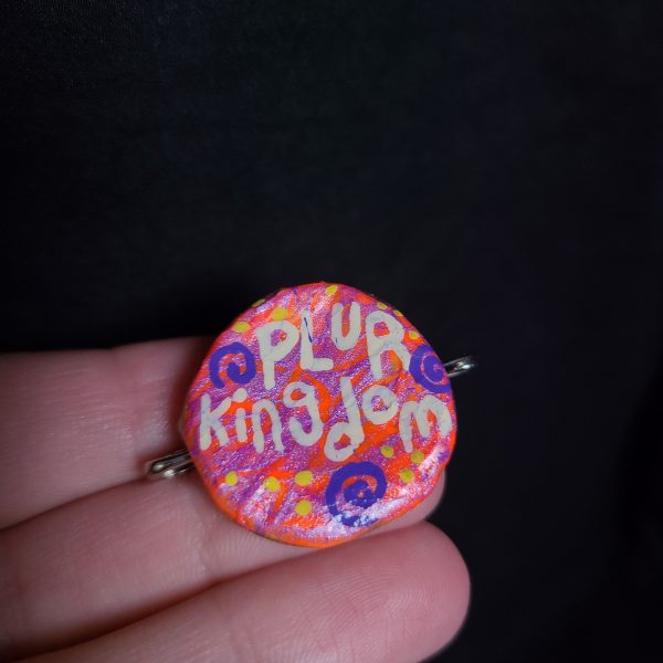 Funky PLUR Kingdom bottle cap pin