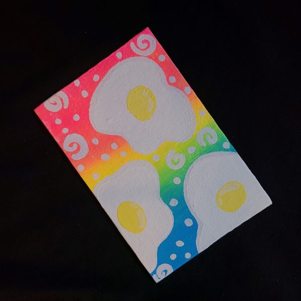 Neon Eggs 4x6 painting on canvas - Image 3