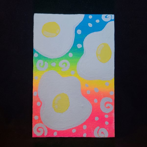 Neon Eggs 4x6 painting on canvas - Image 2