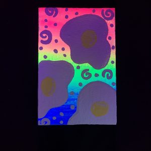 Neon Eggs 4x6 painting on canvas