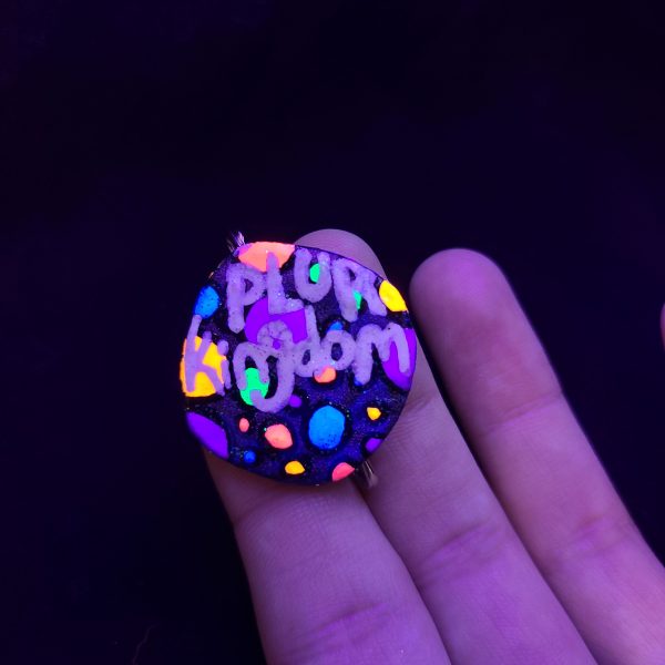 Polka-Dot PLUR Kingdom bottle cap pin - Image 2