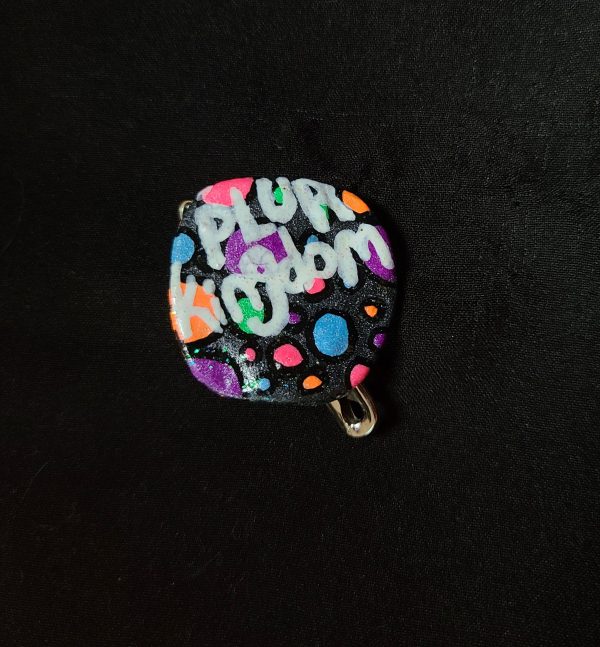 Polka-Dot PLUR Kingdom bottle cap pin - Image 4