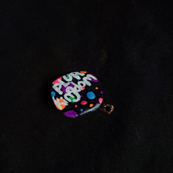 Polka-Dot PLUR Kingdom bottle cap pin - Image 5