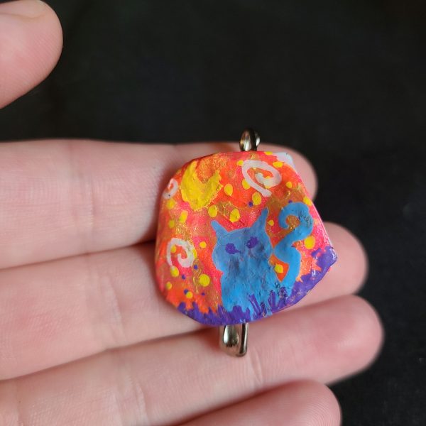 Neon Kitty bottle cap pin - Image 2