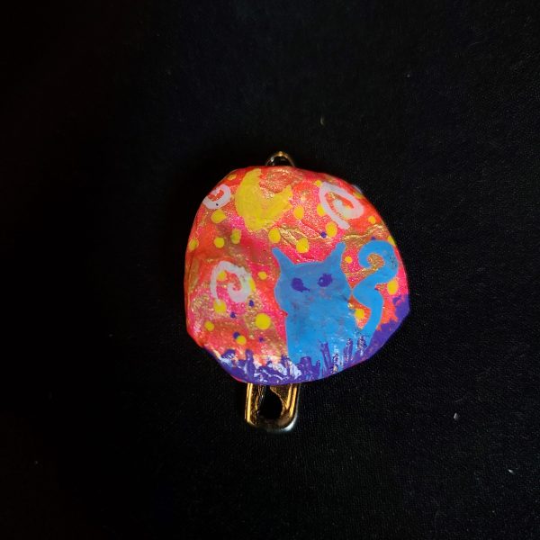 Neon Kitty bottle cap pin